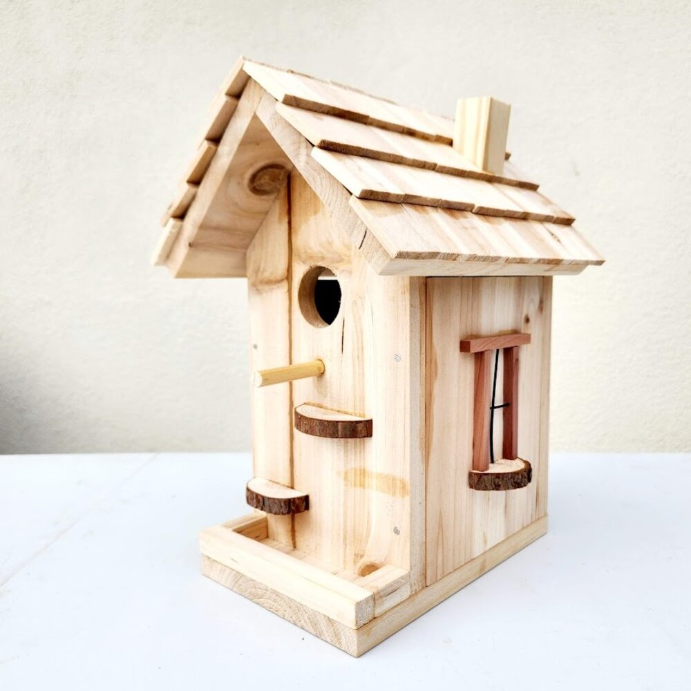 NEW HANDMADE Wooden Bird House Birdhouse Handbuilt Wood Garden Decor Spring Made - Picture 2 of 14
